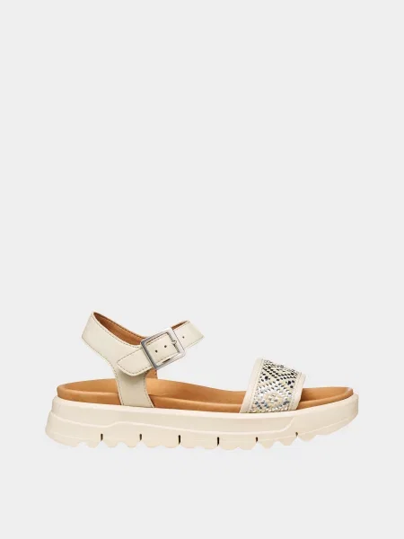 Кожаные босоножки Geox бежевые