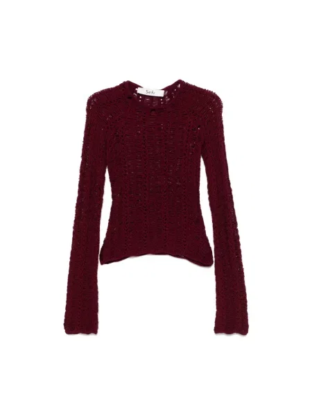 Sweter Séfr z okrągłym dekoltem czerwony