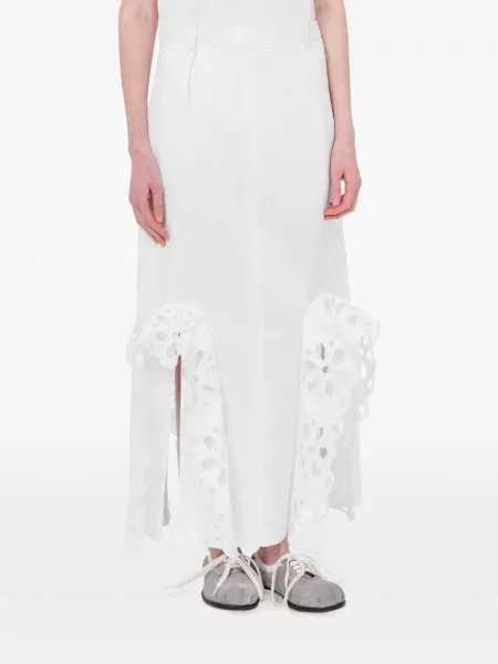 Fusta maxi Moschino cu broderie alb