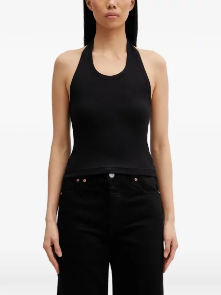 Top Vetements fără mâneci cu gât halter negru