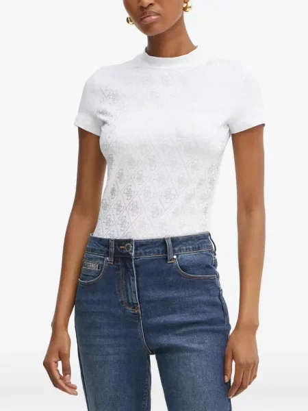 Stras tricou Guess alb