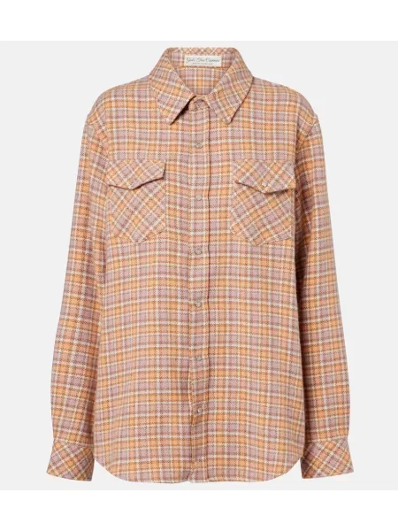 Kašmírová kostkovaná košile God's True Cashmere růžová
