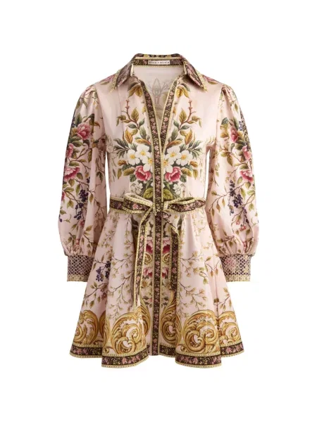 Květinové mini šaty Alice + Olivia s potiskem s vázáním