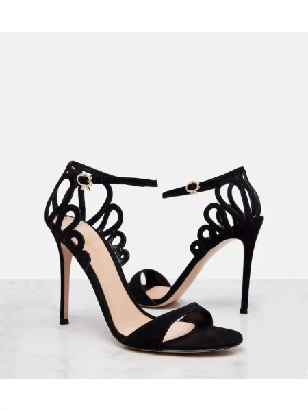 Sandale Gianvito Rossi din piele de căprioară negru