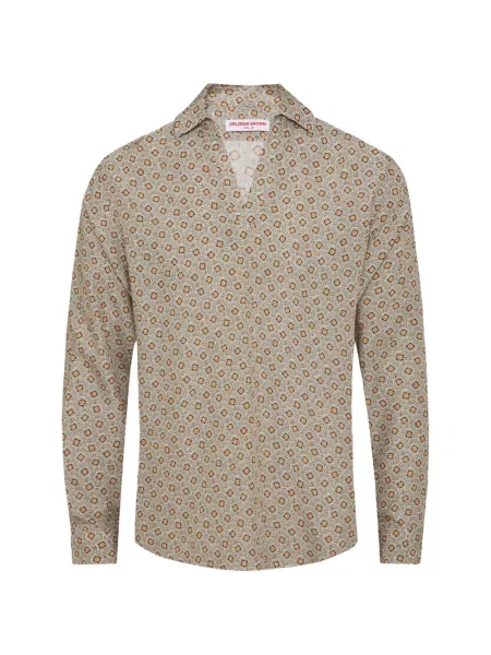 Tricou Orlebar Brown cu decolteu în V maro