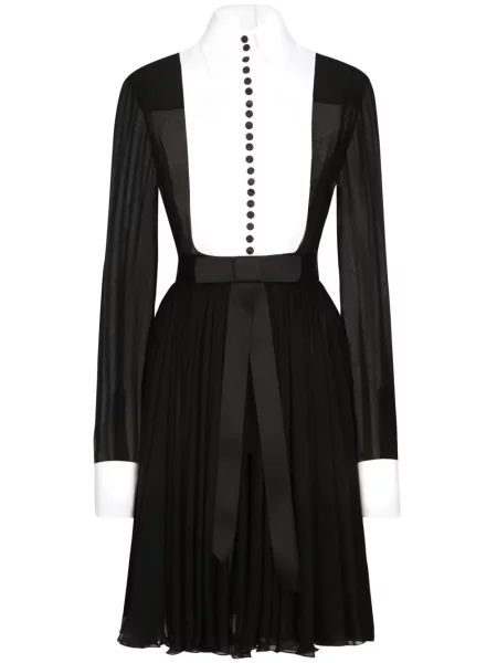 Gulerat rochie tip cămașă Dolce & Gabbana de mătase negru