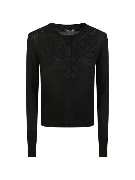 Cardigan Ermanno Scervino cu aplicații din dantelă negru