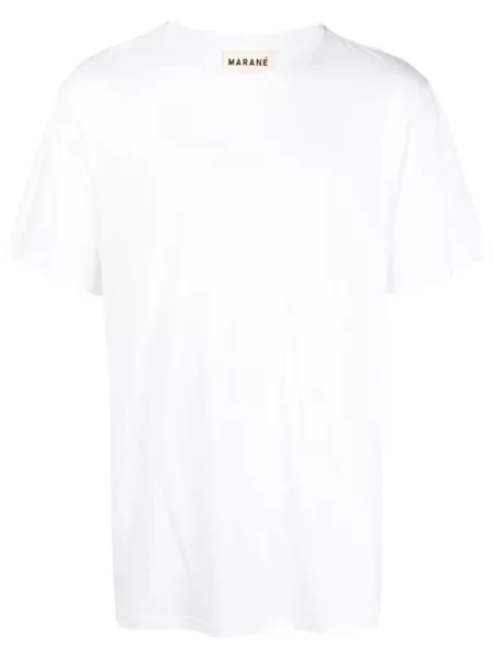Tricou Marané cu decolteu rotund scurt alb
