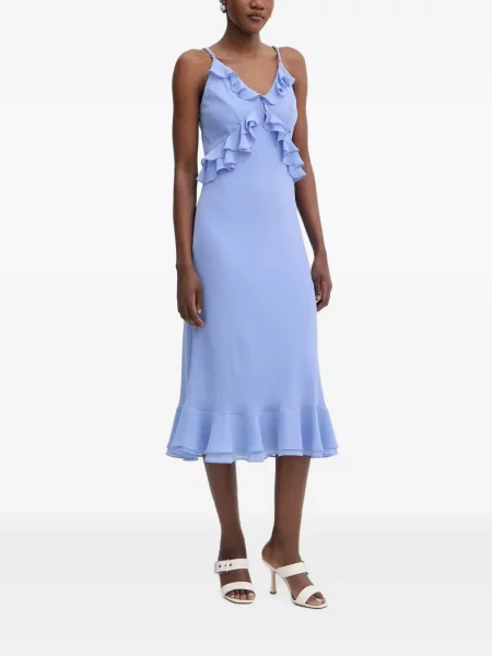 Rochie midi Morgan cu volane cu bretele albastru