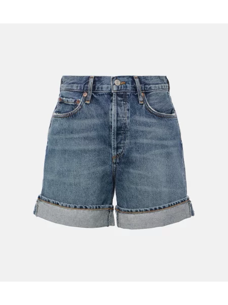 Szorty jeansowe Agolde z wysoką talią niebieskie