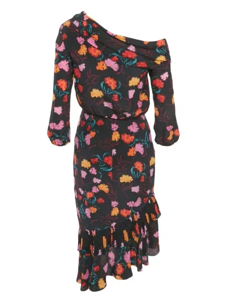 Rochie Saloni cu model floral cu imagine de costum negru