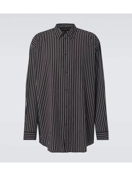 Srajca Balenciaga s črtami poplin črna