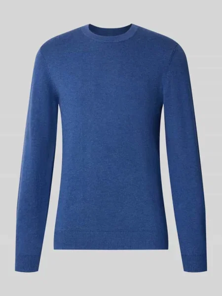 Sweter z dzianiny z mieszanki bawełny i kaszmiru z okrągłym dekoltem Mcneal granatowy