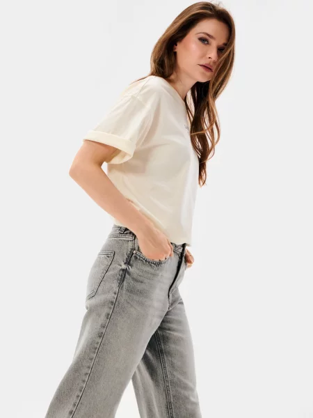 Джинси широкого крою з високою талією сірий