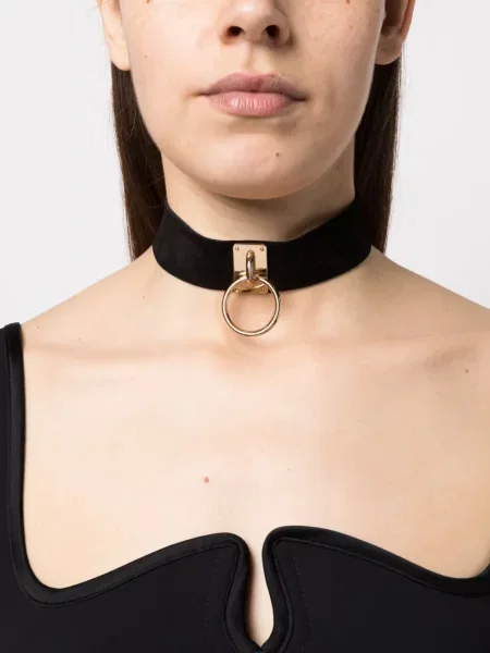 Colier Manokhi din piele de căprioară negru