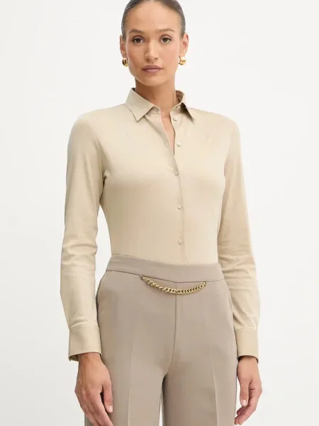 BOSS cămașă din cu guler clasic regular bej