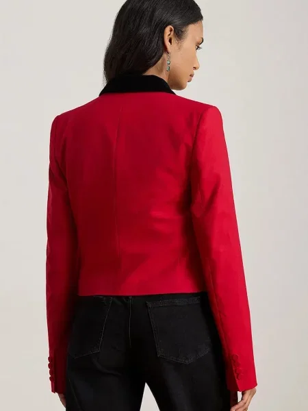 Піджак з додаванням вовни Lauren Ralph Lauren однобортний однотонний бордовий