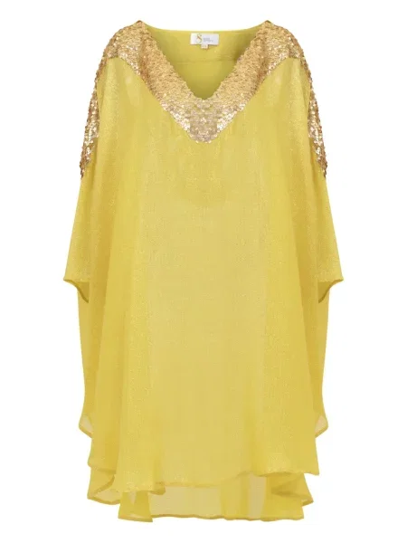 Rochie mini Sana Osmani cu paiete cu glugă de costum galben