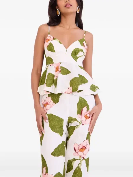 Top Cara Cara cu model floral cu imagine alb