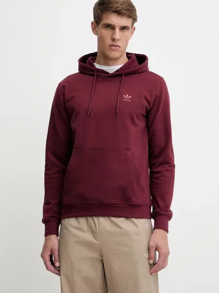 Суичър с качулка Adidas Originals с качулка винено червено