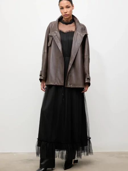 Шкіряна куртка Answear.LAB коричневий