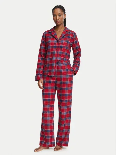 TOMMY HILFIGER Pijama Essential bleumarin / ciclam alb roșu