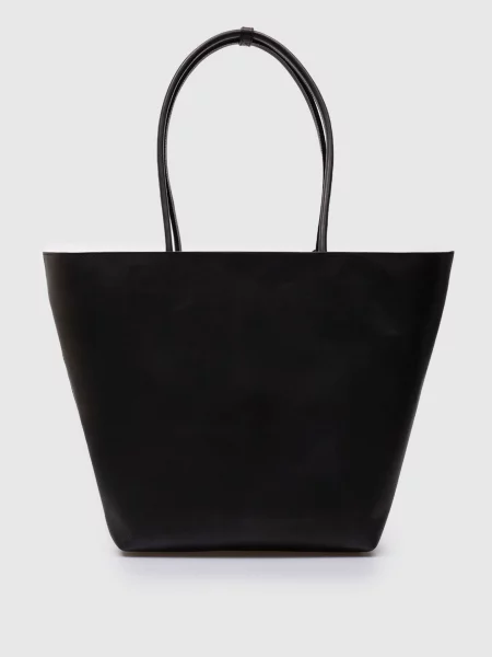 Шкіряна сумка-тоут Svaso з логотипом Marsell чорна