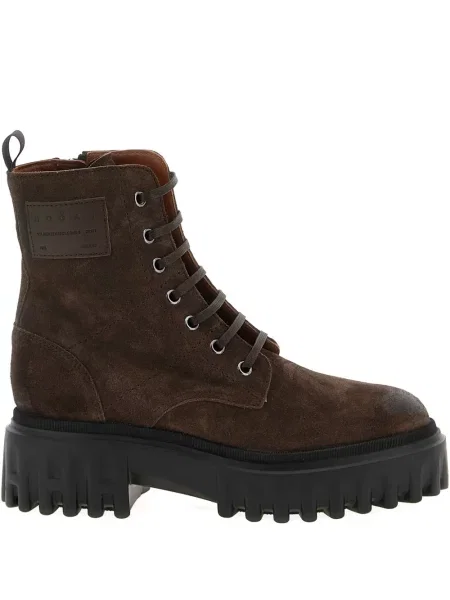 Botine Hogan cu șireturi din dantelă chunky maro