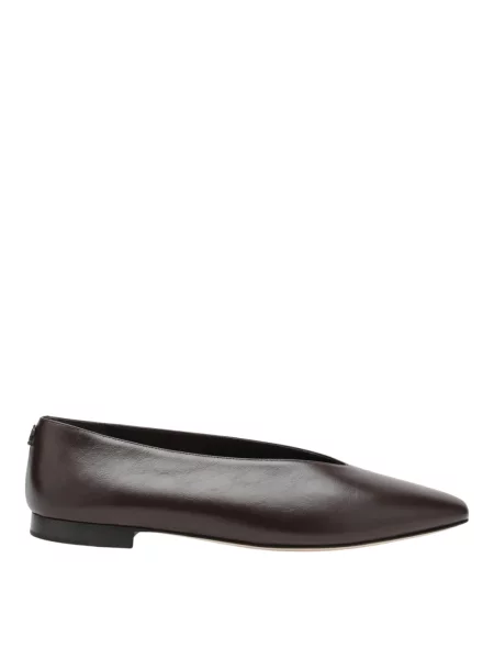 Balerinki Jimmy Choo skórzane bez obcasa brązowe