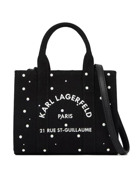 Geantă shopper Karl Lagerfeld cu perle negru