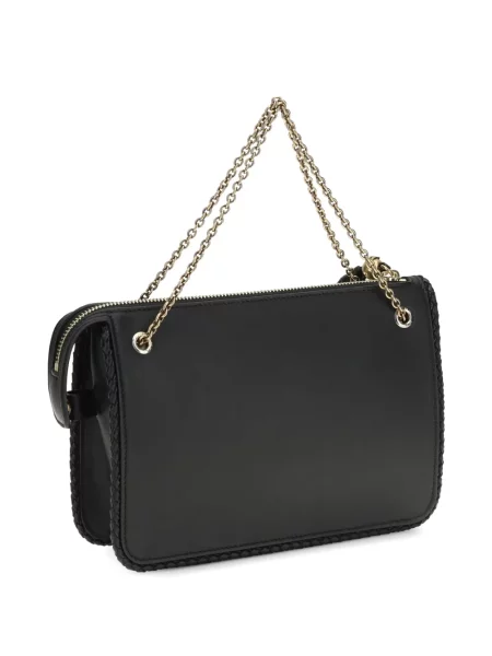 Kožna crossbody torbica Etro upletena crna