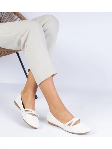 Balerini D/ceo din piele alb
