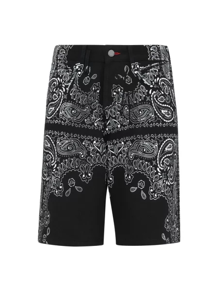 Szorty jeansowe Philipp Plein z wzorem paisley czarne