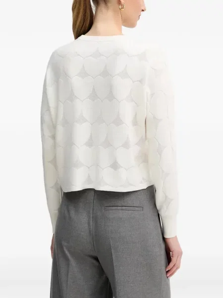 Пуловер Oui със сърца бяло