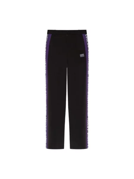 Spodnie Versace Jeans Couture biznesowe z logo czarne