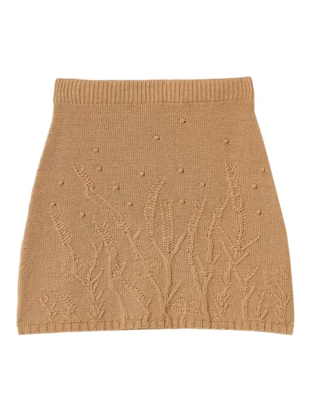 Fusta mini Twinset cu model floral tricotate maro