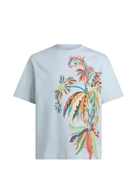 Tricou Etro cu broderie albastru