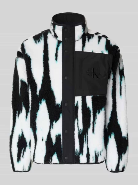 Kurtka z polaru o kroju regular fit z wyhaftowanym logo model ‘Jacquard’ Calvin Klein Jeans czarna
