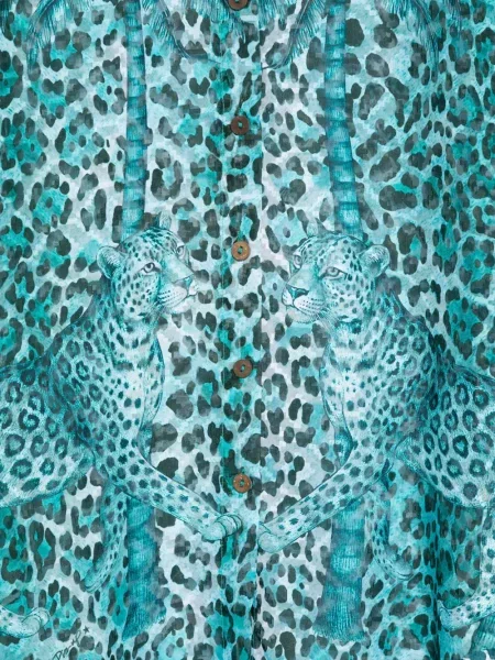 Koszula Pin-up Stars z nadrukiem w panterkę niebieska