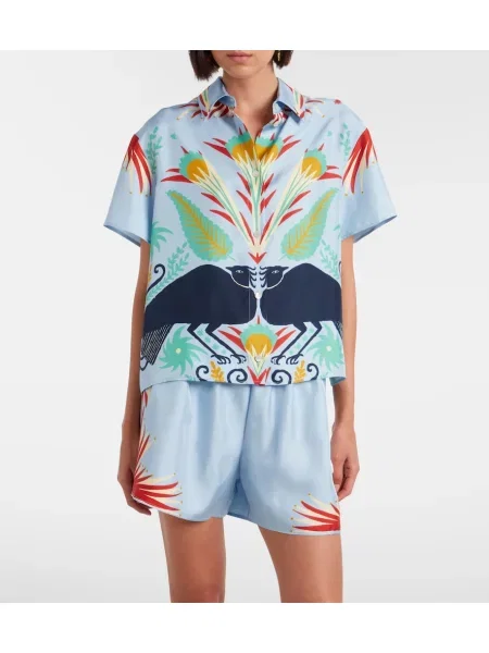 Pijamale Etro de mătase cu imagine albastru