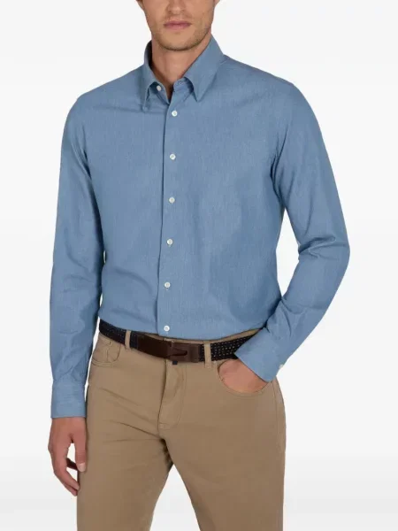 Cămașă Slowear din țesătură twill albastru