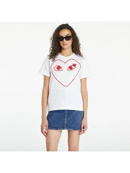 T-shirt Comme des Garçons PLAY Heart Logo Short Sleeve Tee UNISEX White L λευκό
