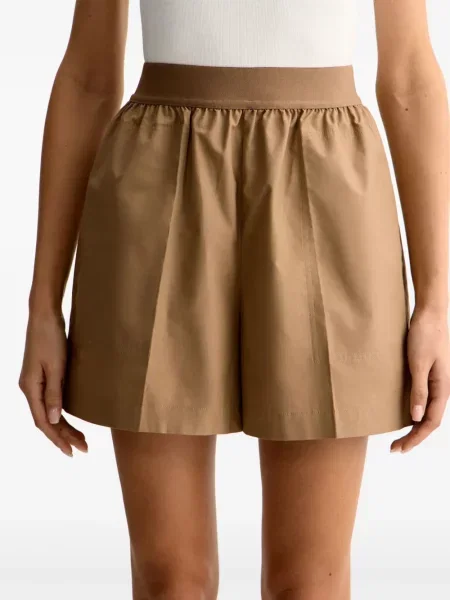 Pantaloni scurți 12 Storeez cu talie înaltă din poplin maro