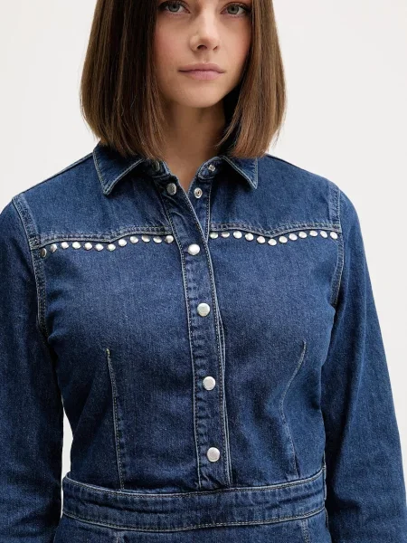 Мини джинсовое платье Karl Lagerfeld Jeans клеш синее