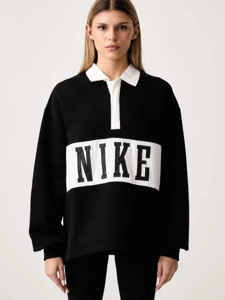 Nike Sportswear блуза с дълги ръкави дамска с Studio Fleece черно