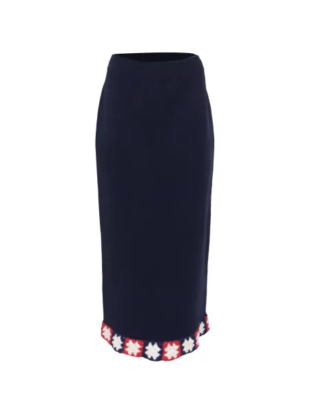 Fustă midi Staud cu broderie albastru