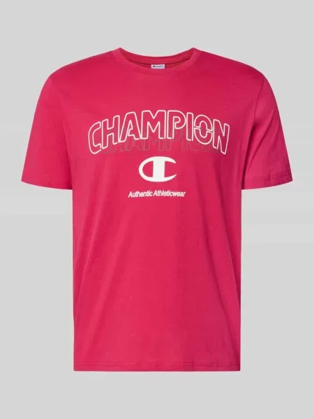 T-shirt z nadrukiem z logo i okrągłym dekoltem Champion czerwona