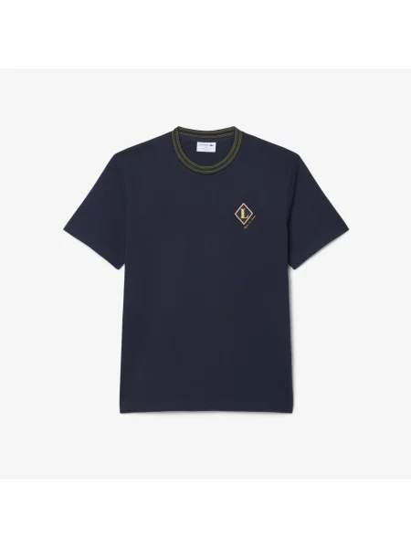 Lacoste Koszulka Made In France W Paski Z Naszywką granatowa
