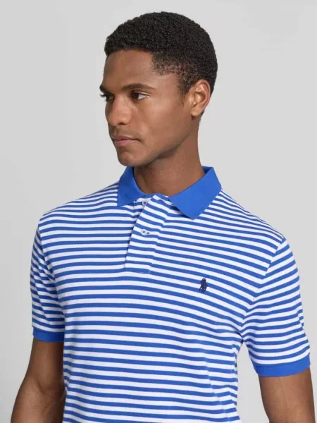 Koszulka polo o kroju slim fit z czystej bawełny model YD MESH STRIPE POLO' Polo Ralph Lauren niebieska