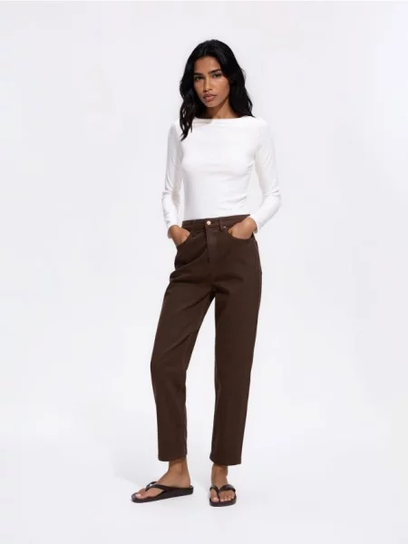 Reserved Blugi mom slim fit dark grey jeans gri